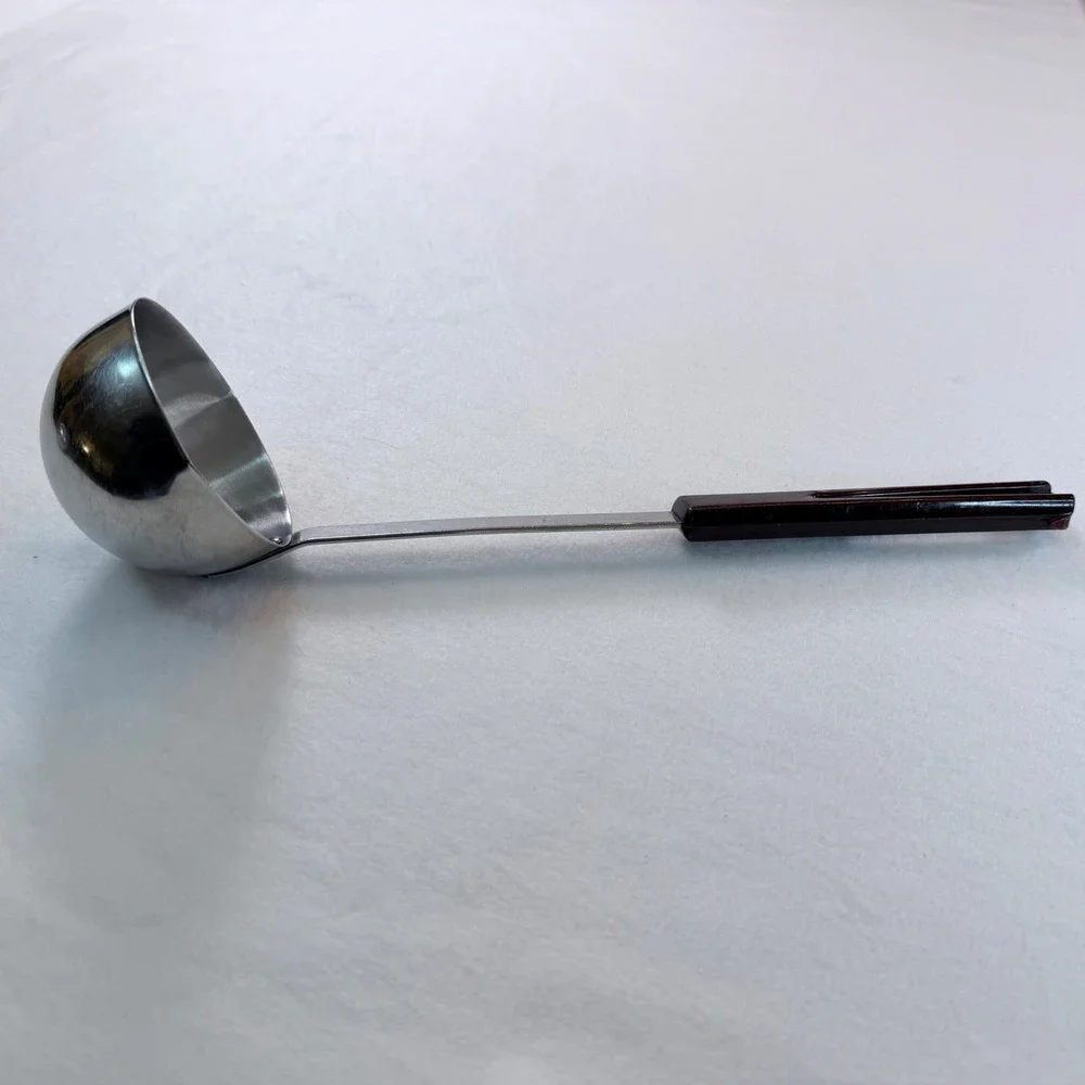 Stanhome Ladle Stainless Steel‎ Burgundy Plastic Handle Vintage